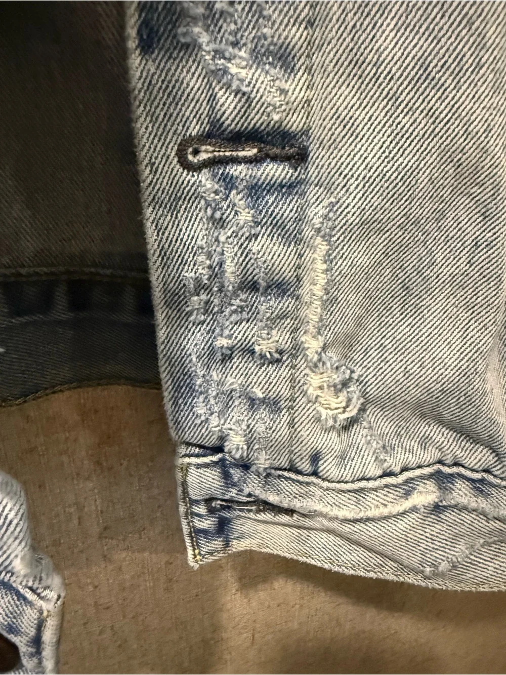 Levi's Light Wash Distressed Denim Trucker Jacket - Men's size Large